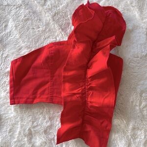 One shoulder ruffle crop bustier